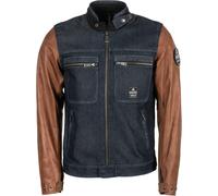 Helstons Winston Veste en cuir de moto, Marron/bleu, Taille M