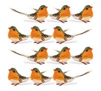 HELTER Lot de 12 rouge-gorges artificiels en mousse avec pattes en fil flexible pour décoration de sapin de Noël