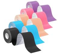 Helterfolg Tape Kinesiologie, Bande Kinesiologie Imperméable Pour la Récupération des Muscles Blessés & Soutien Articulaire, 5cm x 5m Par Rouleau (5 Rouleaux, Noir + Bleu + Rose + Beige + Violet)