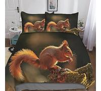 HELVES Housse de Couette 220x240 écureuil, Ecureuil Mignon Parure de Lit 2 Personnes Imprimée 3D Microfibre Housse Couette Tennis, 2 Taies d'oreiller 65x65 cm