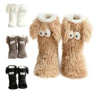 Helweet Chaussettes Femme Fantaisie, 2026 Nouveau Chaussettes Antidérapantes Femme, Chaussettes de Sol, Mignon et Chaud, Cadeaux pour Femmes,(Marron)