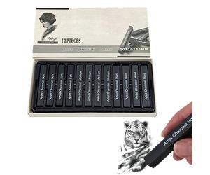 Helweet Crayons Dessin, Crayons de Croquis, Crayons Fusains, Charbon Crayons, Crayons de Dessin Professionnels, Convient Pour Peindre, Dessiner, Écrire, Concevoir, 12 Pièces(4 Doux + 4 Moyen + 4 Dur)