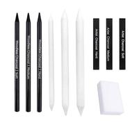 Helweet Crayons Fusain, Crayons Dessin, Crayon de Charbon, Estompeur Dessin, Set de Peinture pour Débutants, Professionnels et Artistes, pour Peindre, Dessiner, Colorier, 10 Pièces