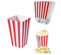 Helweet Popcorn Box, Pot Popcorn, Popcorn Boîtes, Sacs Popcorn, Boîtes de Nourriture de Seau de Pop-Corn à Rayures Carrées Rétro pour Cinéma Théâtre Anniversaire Soirées à Thème Aoirées, 24 Pack