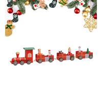 Helweet Train de Noël en Bois, Mini Train de Noël, Décoration noël MiniTrain en Bois, avec 3 Voitures, pour Décorations d'Arbres, Fête Table et Cadeaux