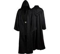 helymore Costume de Jedi pour homme - Robe tunique avec capuche - Uniforme adulte - Chevalier médiéval - Vêtements d'Halloween - Cosplay - Fête - Costume complet - 3XL, Noir