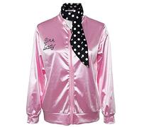 helymore Femme costume 50s veste en satin rose avec foularde ensemble Halloween costume de carnaval XL