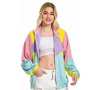 helymore Veste pour Femme - Vêtements de Sport des Années 80 - Survêtement Rétro - Veste de Training Hip-Hop - Ensemble Rave - Costume de Carnaval - Tenue de Fête, Rose, XL