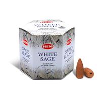 HEM Cônes d'encens marron à refoulement White Sage | Arôme durable pour la positivité et l'air pur | Poudre de bois | Aromathérapie pour soulager le stress, purificateur d'air et nettoyage | Coffret