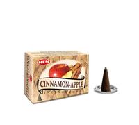 HEM Cônes d'encens pomme cannelle - Étui de 12 boîtes (10 cônes chacune) | Arôme chaud et épicé pour la relaxation, la positivité et l'ambiance festive | Cônes naturels fabriqués à la main pour la