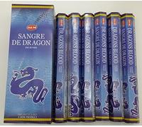 HEM Dragons Blood Bleu lot de 6 boîtes de 20 bâtonnets d'encens 120 bâtonnets au total