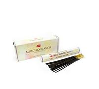 HEM Encens Musc Blanc Agarbattis 6hx - 100 bâtonnets de 290g - 15 emballages hexagonaux mélangés