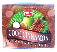 HEM Lot de 120 cônes d'encens à la noix de coco et à la cannelle - 12 x 10 cônes