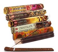 Hem Lot de 5 bâtons d'encens assortis #15 et porte-encens avec 5 parfums populaires sur le thème des saveurs