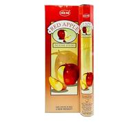 HEM Lot de 6 paquets de 120 bâtons d'encens pomme rouge avec support en bois JRose | Parfum fruité de pomme | Roulés à la main en Inde | Arôme durable pour la maison, la méditation et le yoga