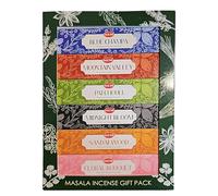 Hem Masala Coffret cadeau, 6 x 20 bâtonnets d'encens, Champa, vallée des montagnes, patchouli, fleur de minuit, bois de santal, bouquet floral avec Kajal