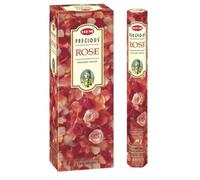 HEM Precious Gulab Lot de 6 paquets de bâtons d'encens (20 bâtons chacun) avec brûleur d'encens JRose, fait à la main, parfum rose pour la méditation, le yoga, l'aromathérapie, fabriqué en Inde