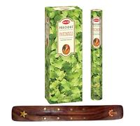HEM Precious Patchouli Boîte complète de 6 bâtons d'encens avec porte-encens DHS pour yoga, méditation, guérison, spiritualité, aromathérapie, spa et relaxation