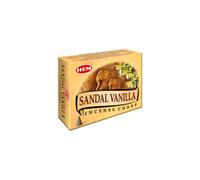 Hem Sandal Vanilla Lot de 12 cônes d'encens (10 cônes chacun) | Fabriqués à la main en Inde | Bois de santal apaisant et parfum de vanille douce | Méditation, relaxation et parfum d'intérieur