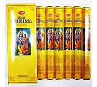 Shree Krishna - Boîte de 6 Tubes de 20 gram (120 Bâtons) - Ourlet Encens