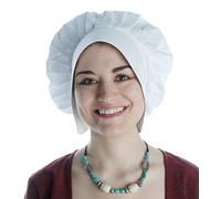 HEMAD Bonnet médiéval pour Femme - avec Assiette et Cravate - Coton Pur - Blanc