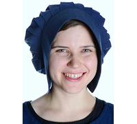 HEMAD Bonnet médiéval pour femme - Avec assiette et cravate - Coton pur - Bleu