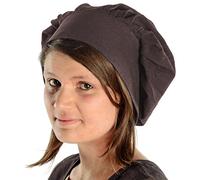 HEMAD Bonnet médiéval pour Femme - avec Assiette et Cravate - Coton Pur - Brun