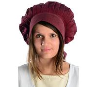 HEMAD Bonnet médiéval pour femme - Avec assiette et cravate - Coton pur - Rouge