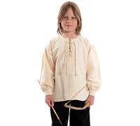 HEMAD Chemise du Chevalier médiéval pour Enfants - Coton Pur - XL Beige
