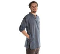 Hemad.de - Chemise avec Col Mao en Pur Coton - Kurta De Nepal - Turquoise S-XXXL