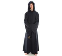 Hemad.De - Froc Médiéval - Habit Monacal en Pur Coton - avec Corde De Chanvre - Noir - M