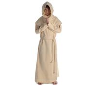 HEMAD Ensemble de demi-veste médiévale en coton pour homme (ensemble capuche, tricot, coton) S-XXXL, beige, L-XL