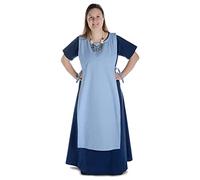 HEMAD Hrotsvit - Casquette médiévale en coton vert clair, bleu clair, vert, noir, blanc, rouge, marron, violet, chanvre, rouge feu, beige, jaune, marron clair S/M, L/XL, bleu clair, L-XL