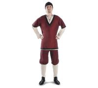 HEMAD Pantalons Viking en coton pour hommes - jambe à lacets - S-XXXL Rouge, Marron, Beige, Noir, Vert (L/XL, Rouge)