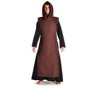 HEMAD Scapulaire Médiéval sur Les Côtés À Laçage Et avec Capuche en Pur Coton - Marron