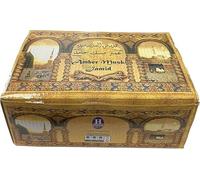 Hemani Amber Musk Jamid - Lot de 12 boîtes en métal - Parfum oriental puissant - Idéal pour le corps et la maison - Arôme durable - Idée cadeau - Qualité supérieure Kajal