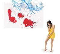 hemao Halloween Prank Blood Mat,Bath Mat Changes Color When Wet,Halloween Bath Mat Bloody Footprint,Scary Halloween Decoration Toy Haunted House (White)