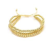 Hemasa Bracelet de perles multicouches couleur or pour femme