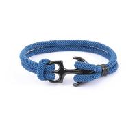 Hemasa Bracelet de survie nautique double brin ancre pour homme/femme, 19Cm, Métal, Agate