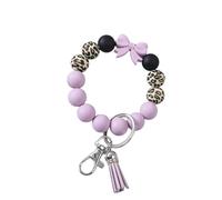 Hemasa Bracelet en silicone avec nœud coloré imprimé léopard et pompon, Small, Tissu