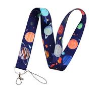Hemasa Cordon tour de cou pour clés, badge et porte-clés Motif planètes, Noir , Taille Unique