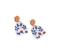 Hemasa Grandes boucles d'oreilles pendantes en argile polymère pour femme/fille Motif feuille, M, Laiton, Agate