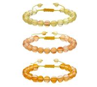 Hemasa Lot de 3 bracelets en perles tressées avec pierre de lune synthétique ronde, Stretch, Métal, Agate