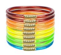 Hemasa Lot de 7 bracelets bouddhistes mantra thaïlandais en gelée, 65MM, Métal, Agate