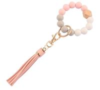 Hemasa Porte-clés en perles de bois de silicone pour femme avec bracelet et pendentif avec accessoires de bijoux, One Size, Pierre, Agate