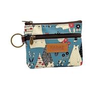 Hemasa Portefeuille à fermeture éclair avec motif animaux mignons - Petit porte-monnaie léger - Sac de rangement pour argent, clés, cartes - Pour étudiantes et femmes, Bleu ours, S, Tissé