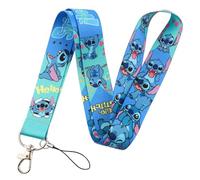 Hemasa Stitch and Pink Angel - Lanière pour téléphone avec support pour clés, cartes d'identité, tour de cou, porte-clés cadeau, Couleur 1, 11cm