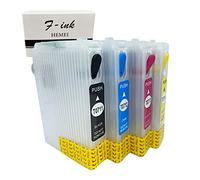 HEMEI Compatible avec Epson T0715 T071, Cartouche d'encre Rechargeable Vide avec Remplacement des puces à réinitialisation Automatique pour T0711 Noir T0712 Cyan T0713 Magenta T0714 Jaune -4 Encres