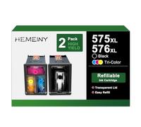 HEMEINY 575XL 576XL Cartouche d'encre rechargeable de rechange pour imprimantes Canon PG-575XL CL-576XL, fonctionne avec imprimante PIXMA TS3550i TS3551i TR4750i TR4751i