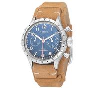 Hemel HF31MTC Chronographe Mécanique Quartz Acier Noir Marron Cuir Montre Homme